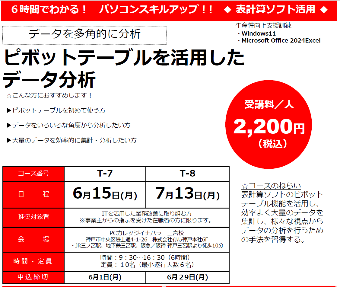 ピボットテーブルを活用した データ分析