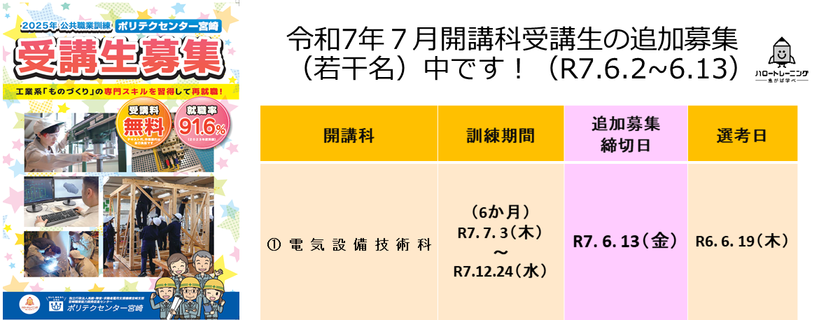 令和７年７月開講科追加募集中