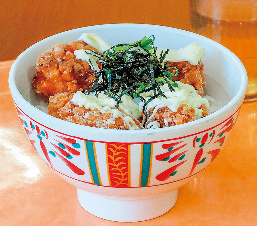 のりをのせたからあげ丼