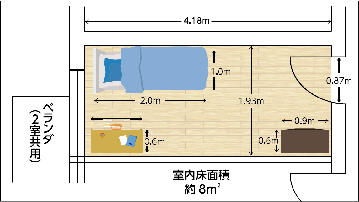 学生寮居室間取り図