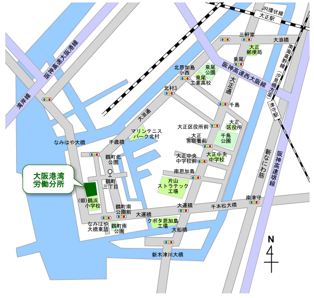 大阪港湾労働分所地図